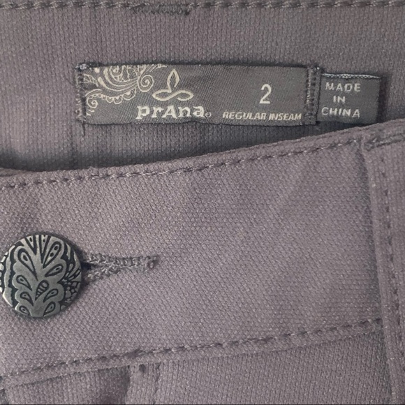 PRANA Brenna Moto Stretch Skinny Pants Mid Rise Gravel Nylon Size 2 - Picture 3 of 15